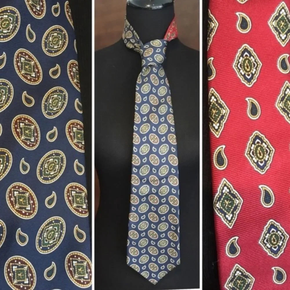 Tommy Hilfiger Paisley Tie Blue Red - Picture 6 of 6